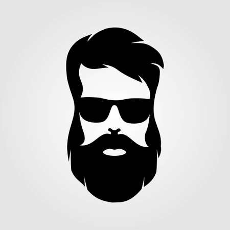 Bearded men, hipster face. Fashion silhouette, emblem, icon, label. Vector illustration.のイラスト素材