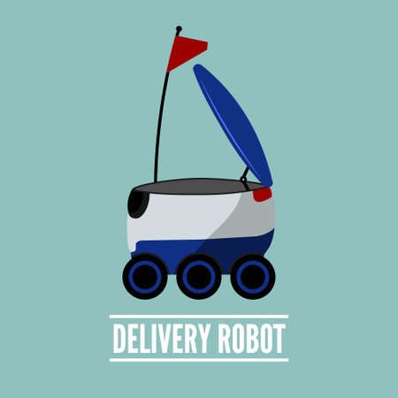 Delivery Robot icon Flat design. Vector illustration.のイラスト素材