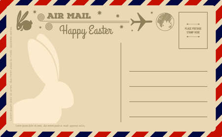 Vintage Happy Easter Postcard. Vector illustration.のイラスト素材