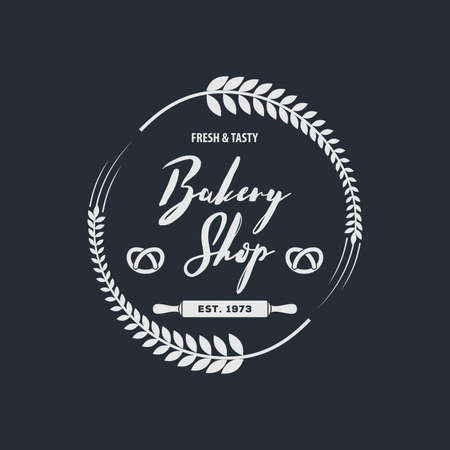 Bakery or bread shop logo, emblem in vintage style. Vector illustrationのイラスト素材
