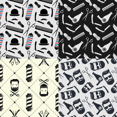 Set of Barbershop seamless patterns. Vector illustration.のイラスト素材
