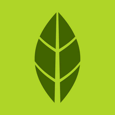Tea leaf isolated on green background. Vector illustrationのイラスト素材