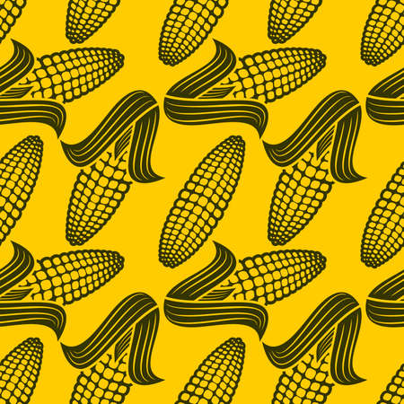 Seamless pattern with corn. Vector background in autumn style.のイラスト素材