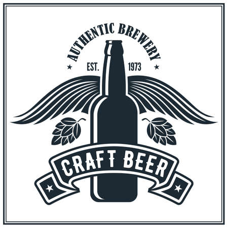 Craft Beer  Poster, Badge or Label design template. Vector illustrationのイラスト素材