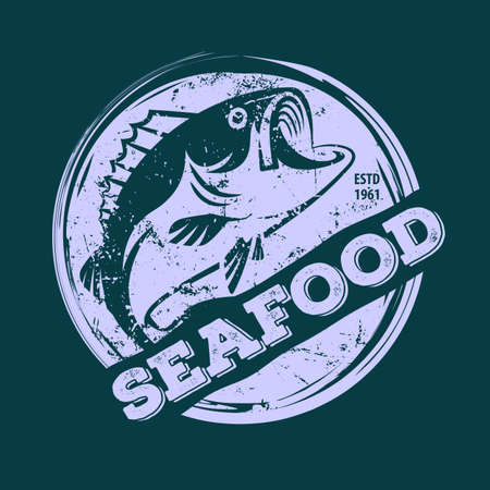 Seafood design concept with bass fish. Vector illustrationのイラスト素材