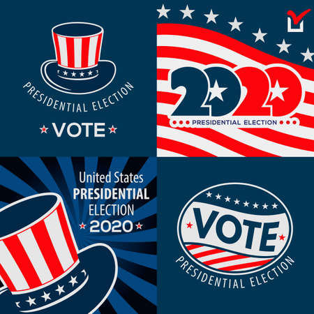 Set of USA presidential election posters design concept. Vector illustrationのイラスト素材