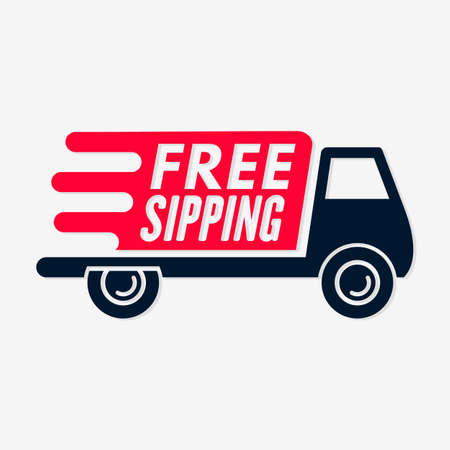 Free shipping icon. Delivery truck isolated on white background. Vector illustrationのイラスト素材