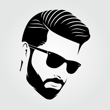 Bearded men in sunglasses, hipster face icon isolated. Vector illustrationのイラスト素材