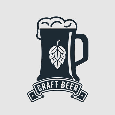 Craft Beer Logo, Poster, Badge or Label design template. Vector illustrationのイラスト素材