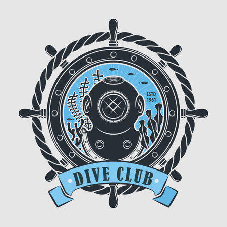 Diving Sport Club Emblem or Logo design template.のイラスト素材
