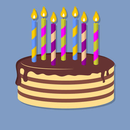 Happy Birthday cake icon isolated. Flat styleのイラスト素材