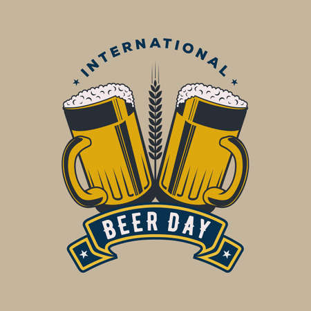 International Beer Day poster or banner templateのイラスト素材