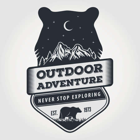 Outdoor Adventure vintage label or badge templateのイラスト素材