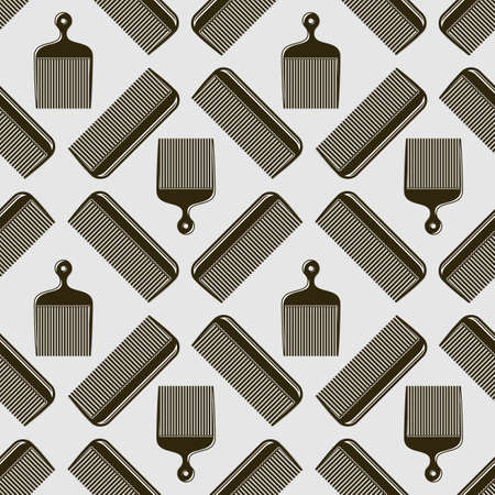 Barber shop background, seamless pattern with combのイラスト素材