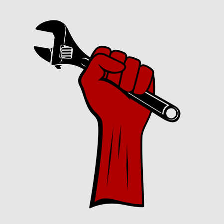 Hand hold the Adjustable spanner icon. Vectorのイラスト素材