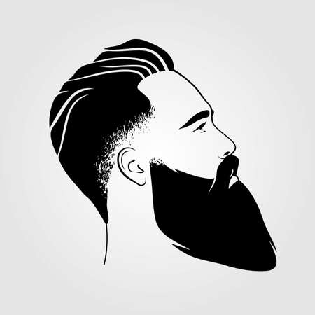 Bearded men, hipster face icon isolated. Vectorのイラスト素材