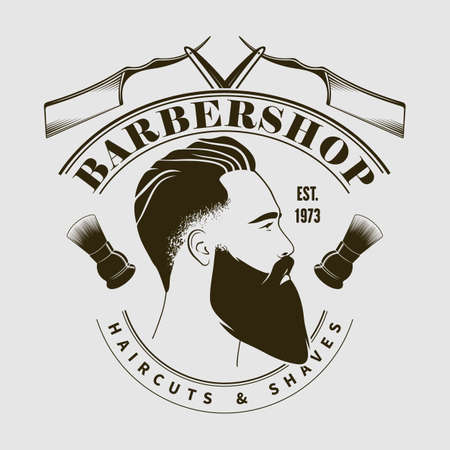 Barber shop poster template with Bearded menのイラスト素材