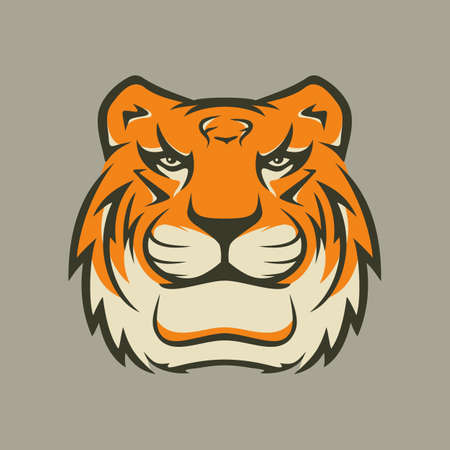 Tiger head icon. Flat style vector illustrationのイラスト素材