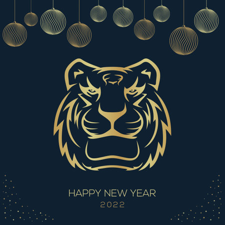 Tiger, Chinese zodiac symbol of new 2022 yearのイラスト素材