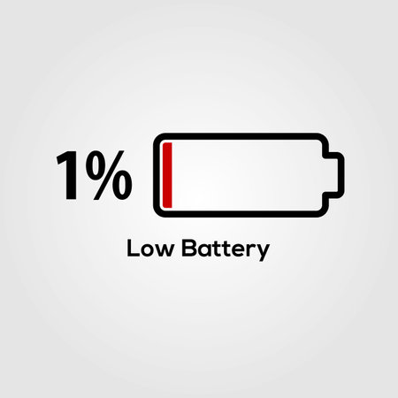 Low battery icon isolated on white backgroundのイラスト素材