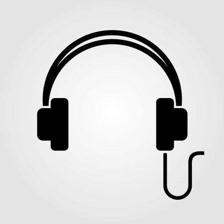 Black Headphones icon isolated on white backgroundのイラスト素材