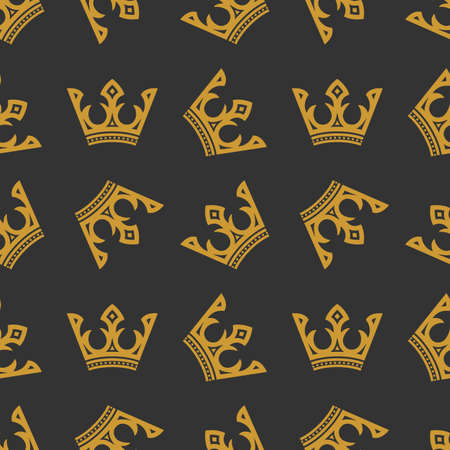 Crowns seamless repeat pattern. Flat style Vectorのイラスト素材