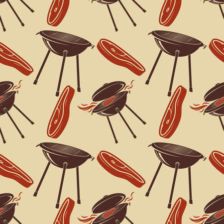 Steak and Barbecue Grill repeat pattern backgroundのイラスト素材