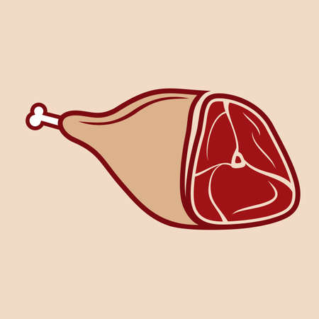 Raw Pork or Beef leg. Vector illustrationのイラスト素材