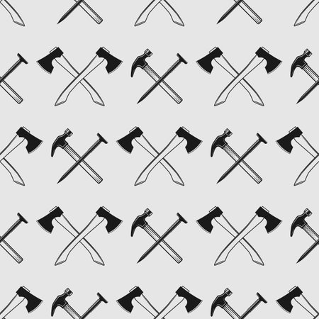 Carpentry repeat and seamless pattern. Wood workのイラスト素材