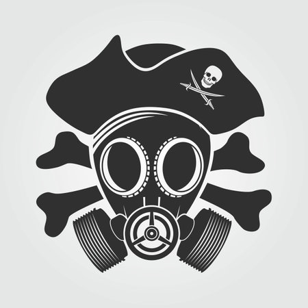 Pirate with gas mask isolated on a whiteのイラスト素材