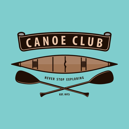 Canoe club emblem - canoe and two crossed paddlesのイラスト素材