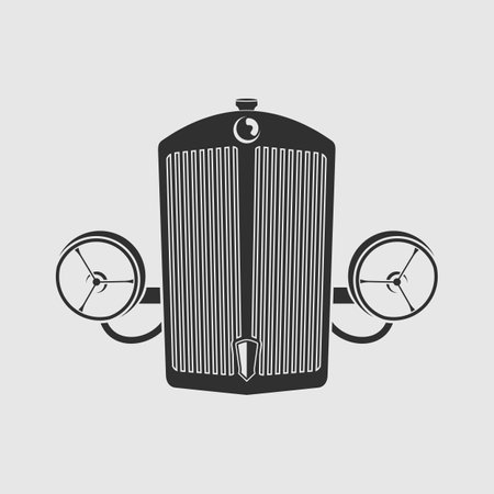 Retro Radiator grill and car headlights. Vectorのイラスト素材