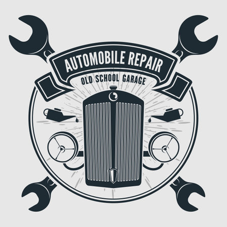 Car repair service, vintage design conceptのイラスト素材