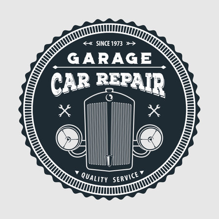 Car repair service, vintage design conceptのイラスト素材