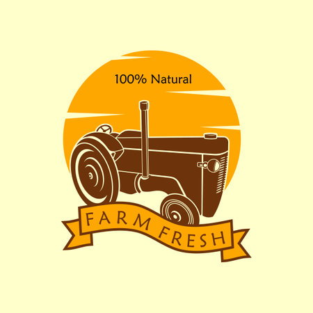 Farm design concept with retro Tractorのイラスト素材