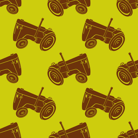 Seamless pattern with Old farm tractor. Vectorのイラスト素材