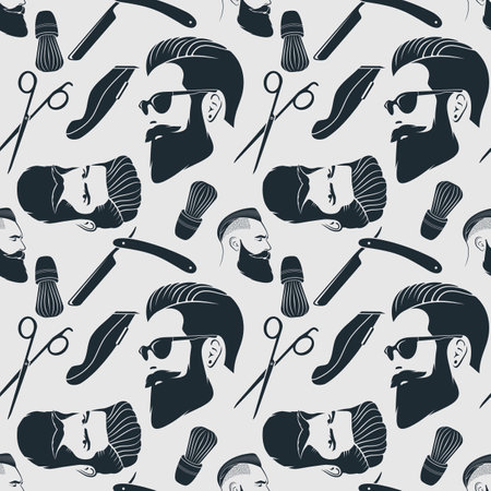 Barbershop seamless pattern with scissors and combのイラスト素材