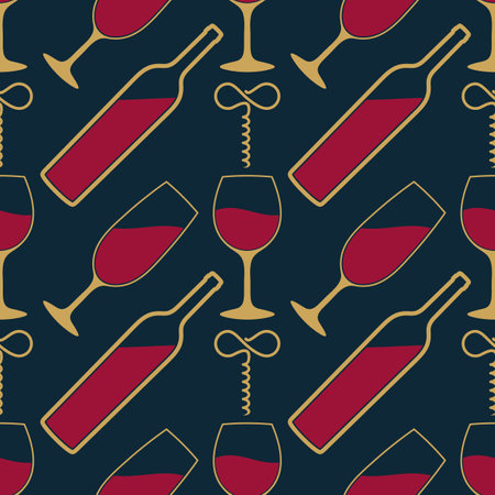 Wine House seamless pattern with wine bottlesのイラスト素材
