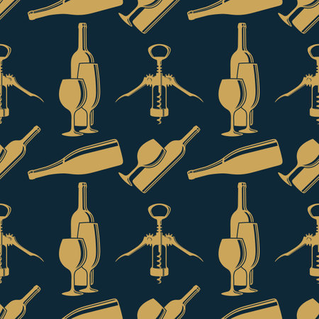Wine House seamless pattern with wine bottlesのイラスト素材