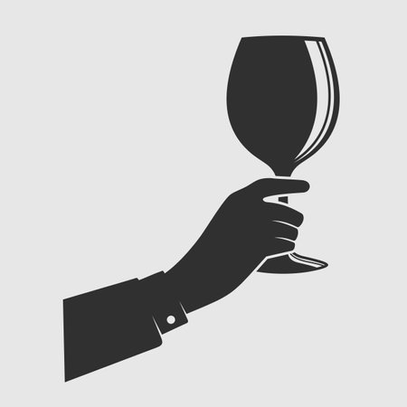 Hand holding glass of wine. Vector illustrationのイラスト素材