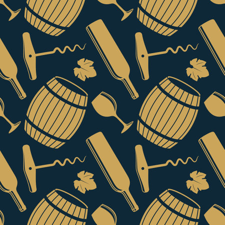 Wine House seamless pattern with wine bottlesのイラスト素材