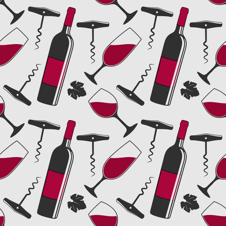 Wine House seamless pattern with wine bottlesのイラスト素材