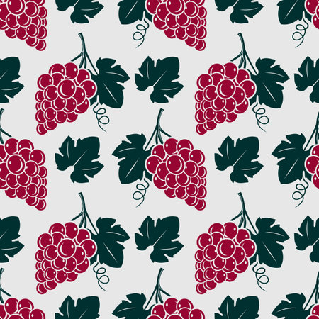 Grape and Grape leaf seamless pattern. Vectorのイラスト素材