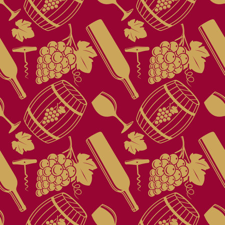Wine House seamless pattern with wine bottlesのイラスト素材