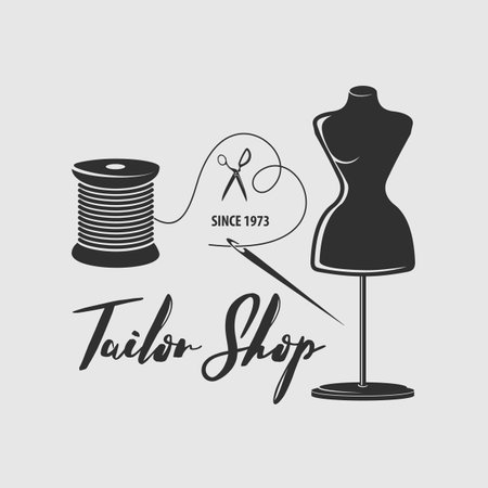 Tailor Shop poster, banner templateのイラスト素材
