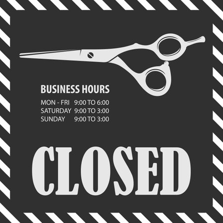 Closed sign with scissors for barbershopのイラスト素材