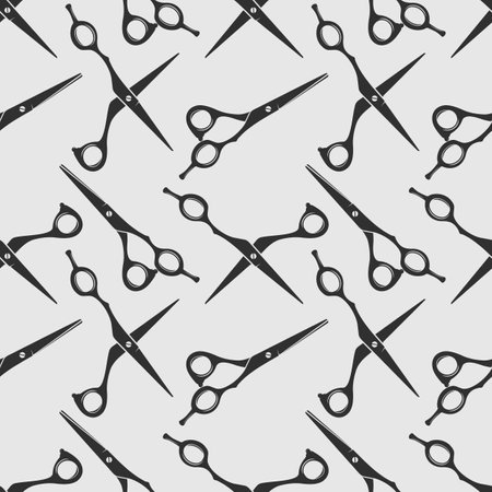 Barbershop seamless pattern with scissorsのイラスト素材