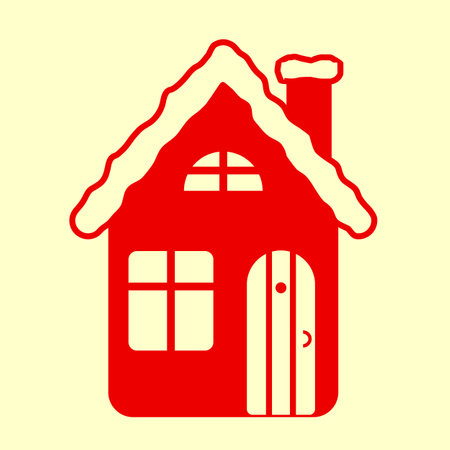 Rustic tiny house with roof covered with snowのイラスト素材