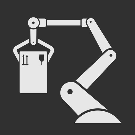 Robotic arm, hand manipulator silhouette symbolのイラスト素材