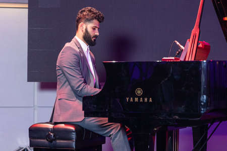 Baku, Narimanov / Azerbaijan - 26-11-2019: Etibar Asadli performing at pianoのeditorial素材